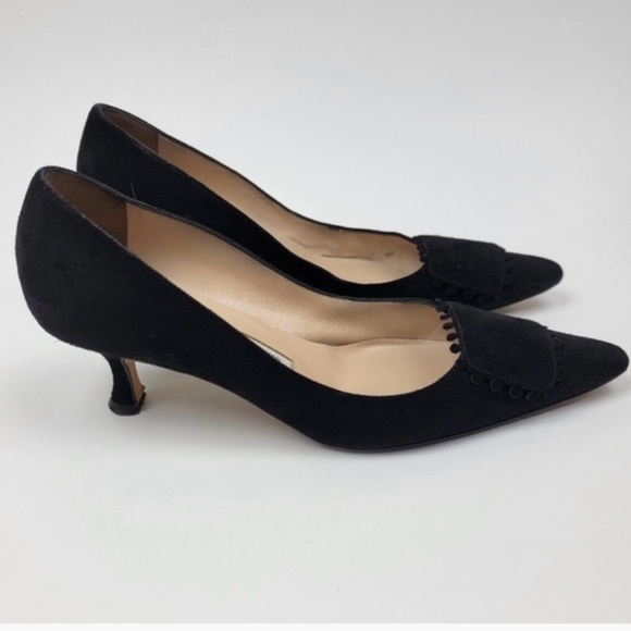 Manolo Blahnik Bottopla…Women's kitten heel black suede pumps….38.5 - Picture 4 of 10
